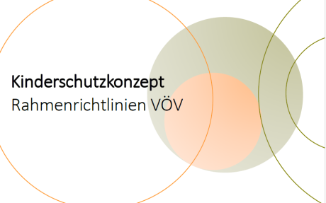 Titelbild: Text: Kinderschutzkonzept Rahmenrichtlinien VÖV